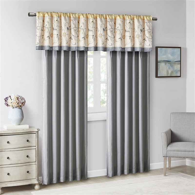 Embroidered Window Valance 50X18", Beige