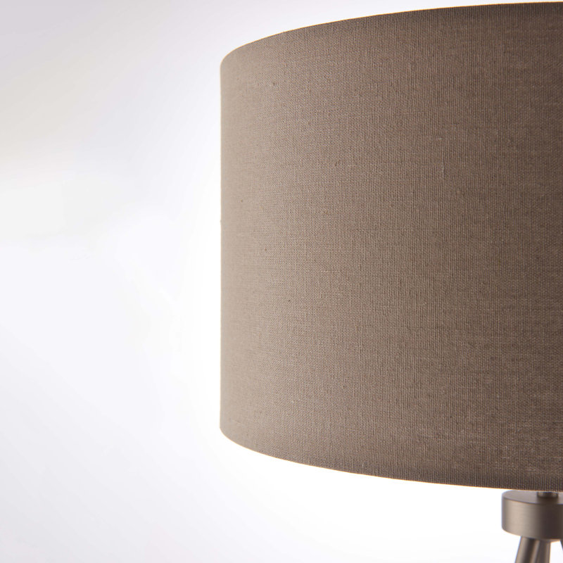 Madeline Metal Tripod Lamp, Matt Nickel/Grey