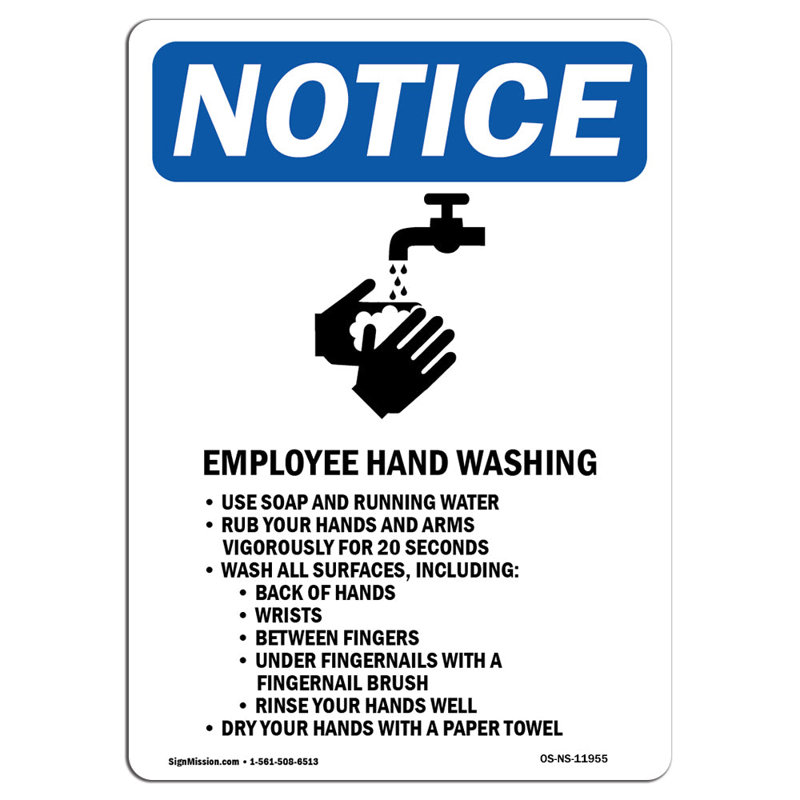 Enseigne employé se lavant les mains