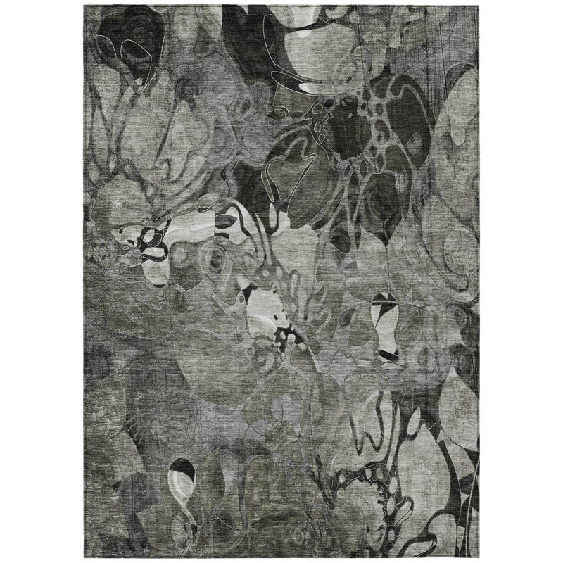 Caseville Washable Floral Indoor / Outdoor Rug, Rectangle 10' x 14'