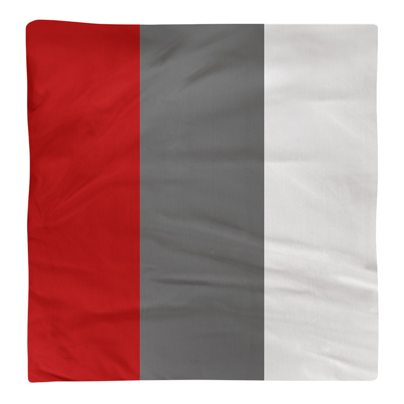 Striped Square Napkin, Scarlet/Gray/White, Cotton Twill, 22" H x 22" W x 0.25" D