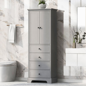 Wentygam Storage Cabinet With 2 Doors And 4 Drawers For Bathroom ...