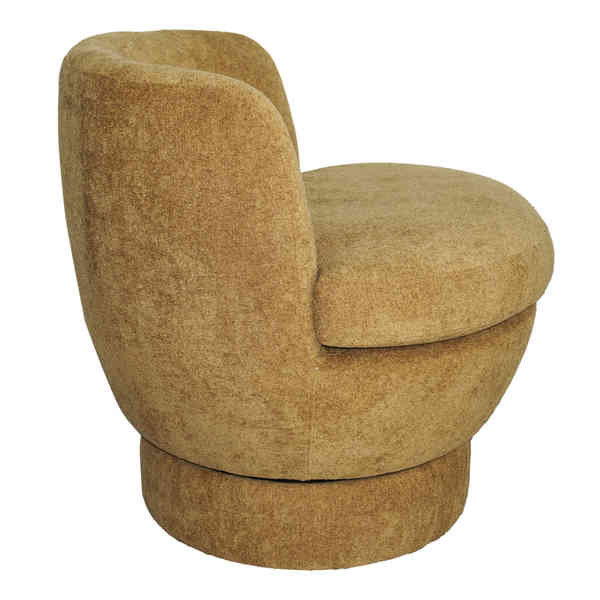 Volla Upholstered Swivel Barrel Chair, Mustard Chenille