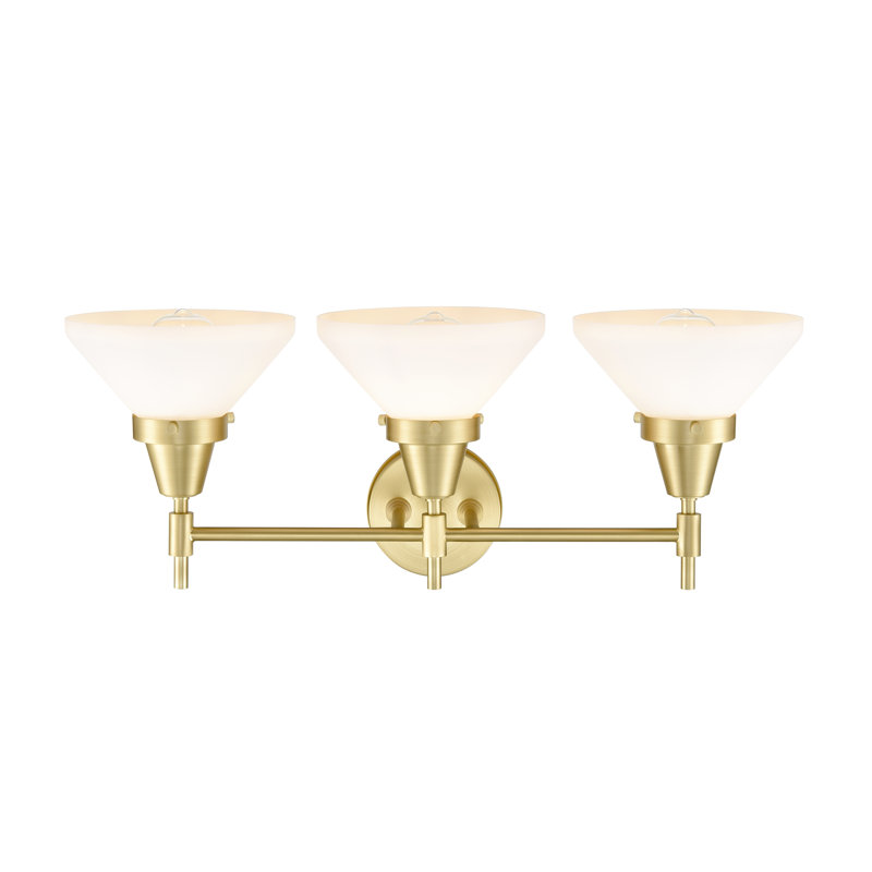 Gayle 3 - Light Dimmable Vanity Light, 60 Watt Vintage Incandescent Bulb, White, Satin Brass