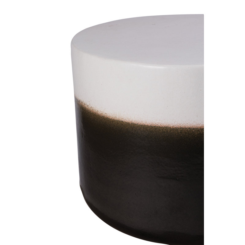 Harmony Outdoor Round Side Table, White/Iron Semi Gloss