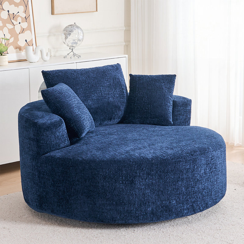 Fauteuil demi-tonneau pivotant en chenille, Blue