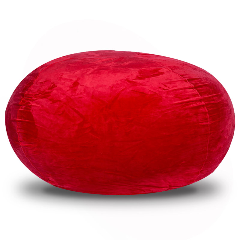 Fauteuil à billes Minky, Velours rouge, H 42 po x l 52 po x P 52 po