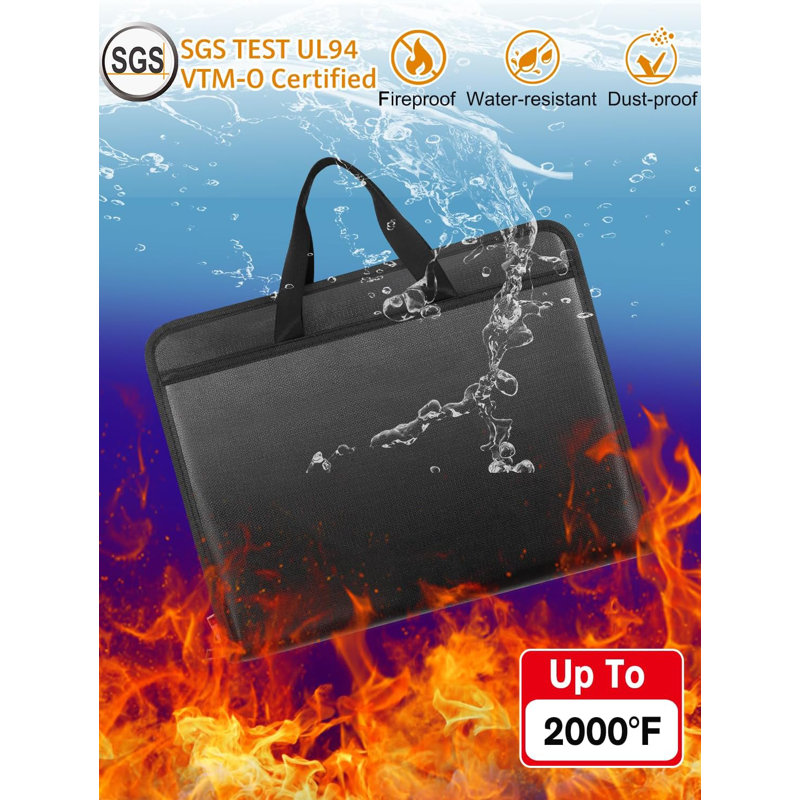 Fireproof Expanding File Folder Storage Box with Zipper Labels 13 Pockets