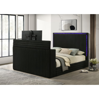 Lit plateforme Villege noir grand