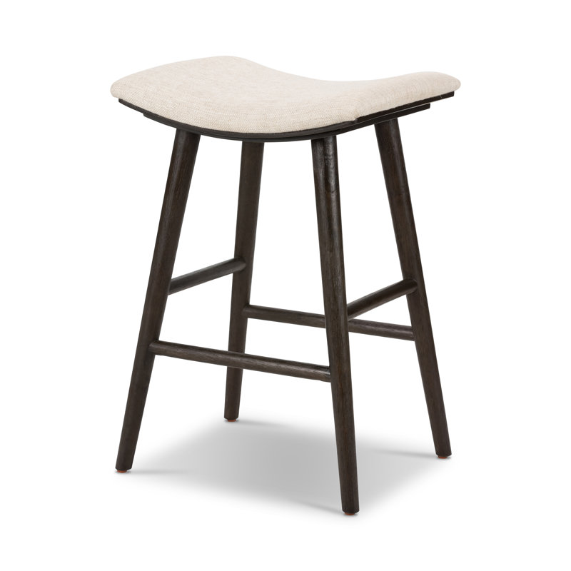 Union Wallis Belfast Solid Wood Stool, Counter Stool (26" Seat Height), Rayon/Viscose - Essence Natural/Black Parawood