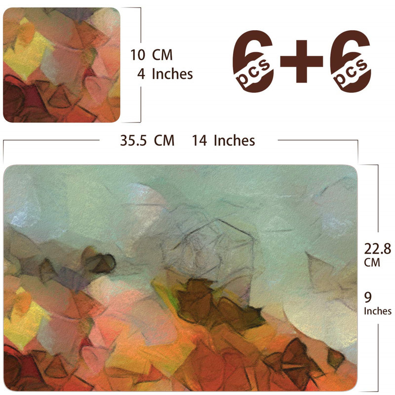 Reveka Other Rectangle Placemat And Coaster Set