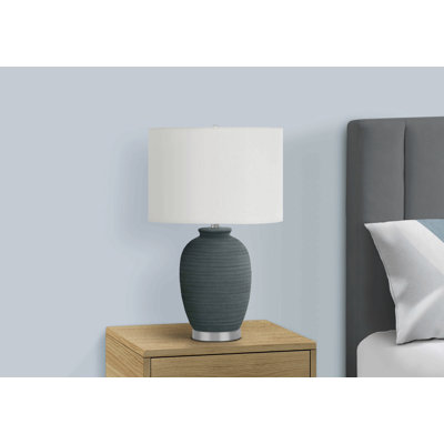 Lighting, 24"H, Table Lamp, Blue Ceramic, Ivory / Cream Shade, Contemporary