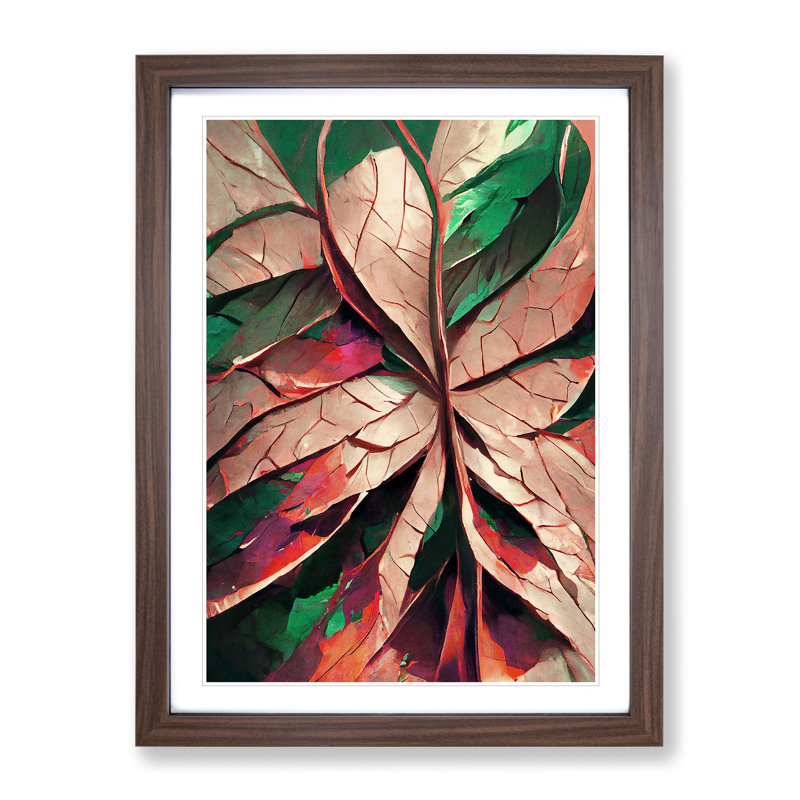 Leaf - Single Picture Frame Print, 46cm H x 34cm W x 2cm D, Walnut