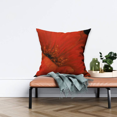 Red flower - 26"x26" Throw pillow cover - Poly twill - Print on demand