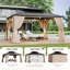 Pavillon de jardin extérieur en bois massif 13 pi x 15 pi avec toit double en acier-124659569