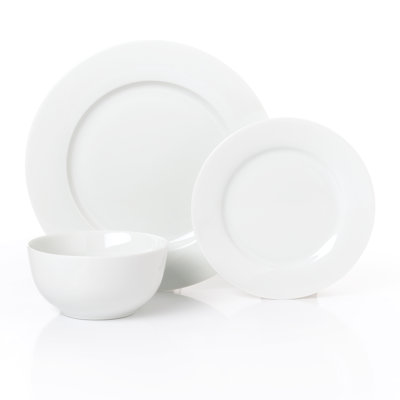Waterside 18pc White Rim Porcelain Dinner Set