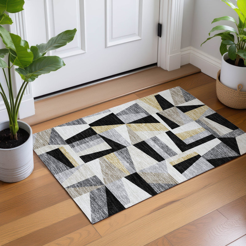 Tapis géométrique intérieur / extérieur lavable à la machine Chantille ACN2327, Rectangle 1 pi 8 po x 2 pi 6 po