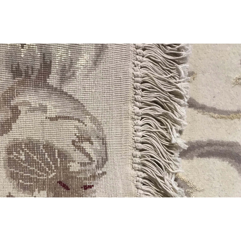 Hand-Knotted High-Quality Ivory Area Rug