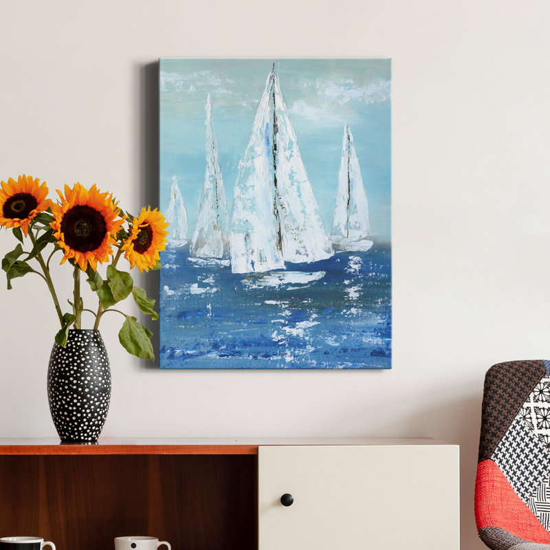 «White Sails» par Nan - reproduction d'art sur toile tendue, H 32 po x l 24 po x P 1 po
