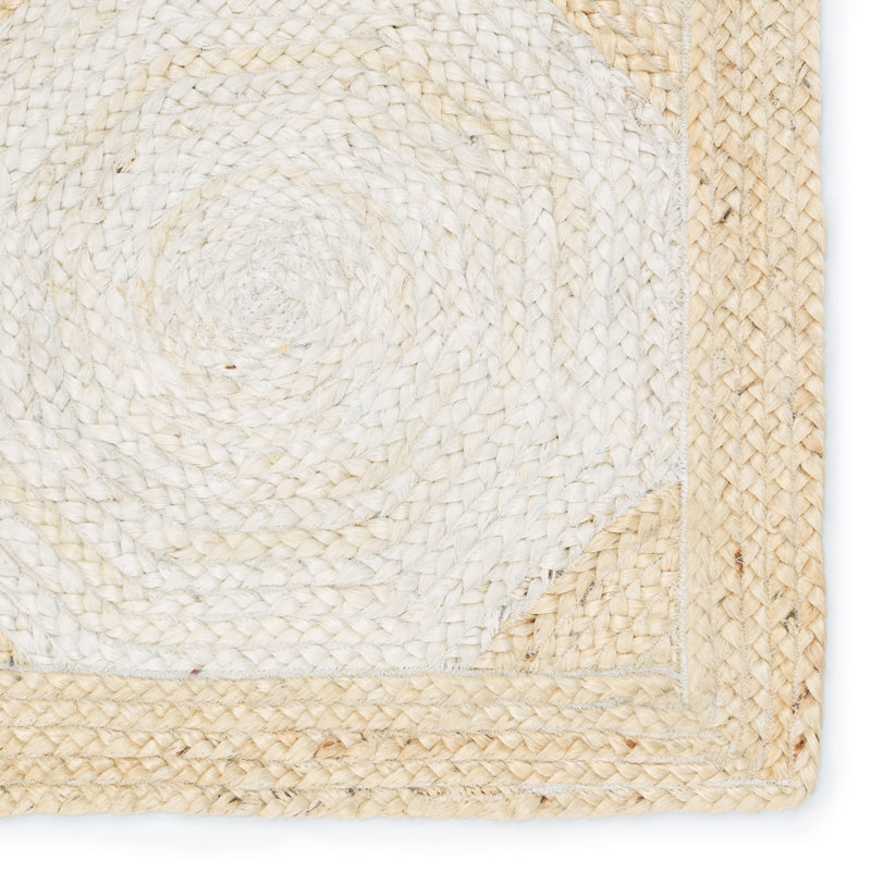 Fiorita Natural Geometric Light Beige/ White Area Rug, Rectangle 5' x 8'