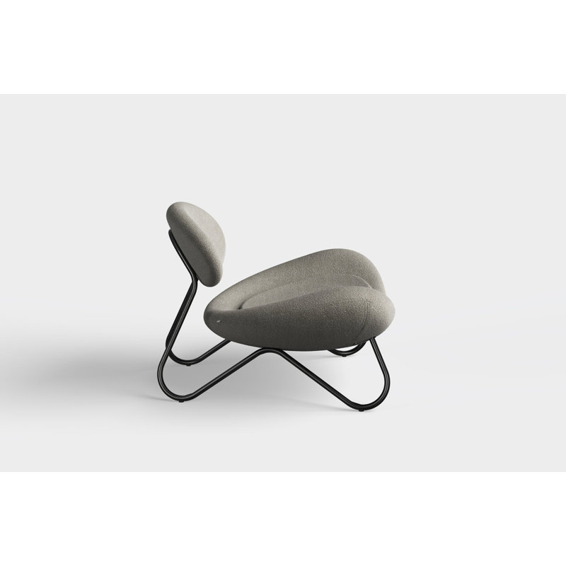 Meadow Lounge Chair, Black Painted Steel Frame, Brushed Stainless Steel, Natural Polyester Blend