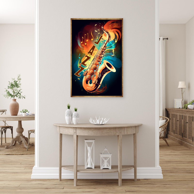 Saxophone jazz sur toile, impression, H 20 po x l 16 po x P 1,25 po