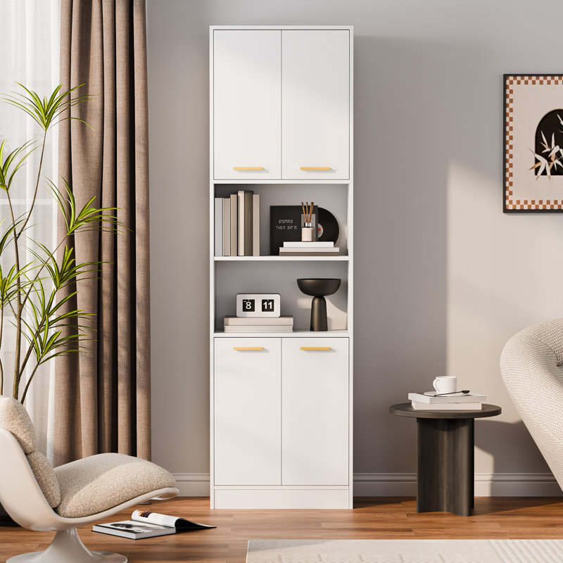 74.8'' H X 22.1'' W Manufactured Wood Standard Bookcase with Adjustable Shelves, White