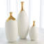 Dipped Golden Crackle/White Cylinder Table Vase-Lg
