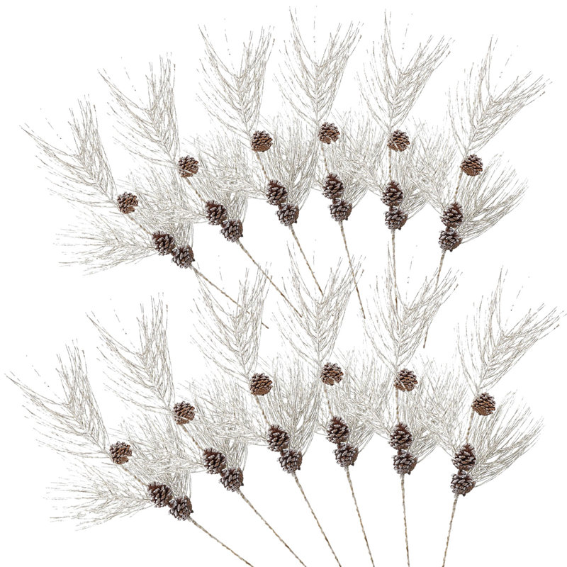 Ensemble de 12 vaporisateurs de pin / boules de pin 34,8 po - blanc / brun