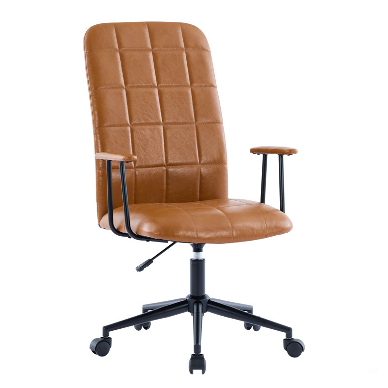 PU Leather Office Chair 2 SETS, With Armrest, High Backrest, 360 Degree Swivel , Up And Down Adjustable Gaslift,Black Powder Coated Frame,Five Star Base