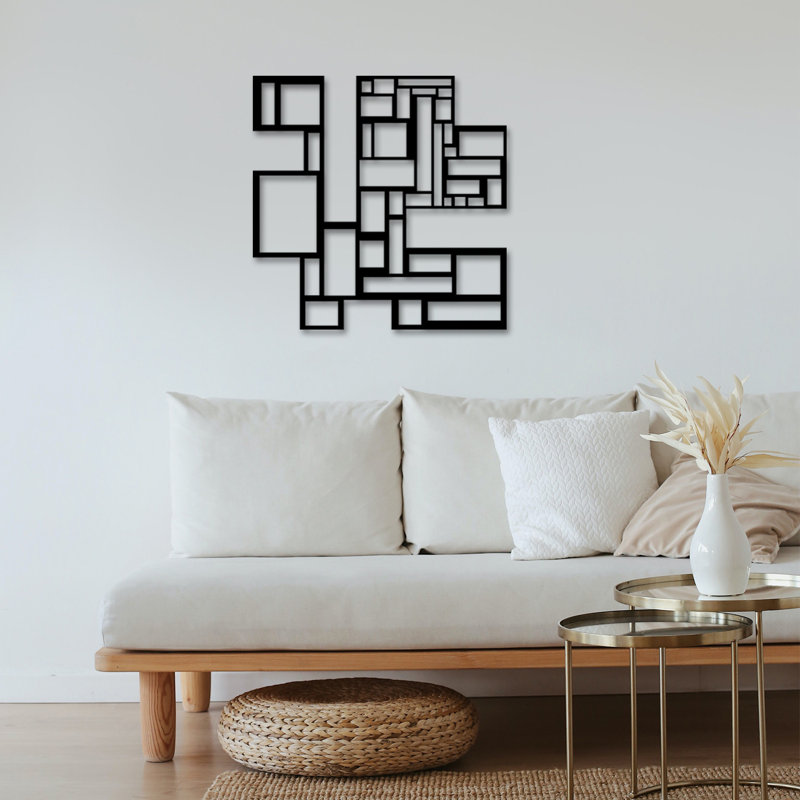 Stylish Decorative Metal Wall Accessory, Black Finish, 19.7 x 19.7 inches | 100% Metal Construction, Thickness: 0.05 inches | Perfect for Home Decor, Living Room, and Office Spaces, Durable and Eye-Catching Design