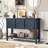 46'' Solid Wood Sideboard Console Table With 2 Drawers And Cabinets And Bottom Shelf, Retro Style Storage Dining Buffet Server Cabinet For Living Room Kitchen Dining Room(Navy Blue)(W1202P356655