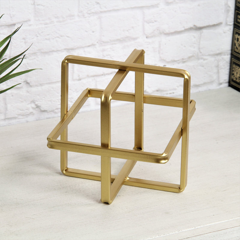 Bilaal Abstract Figurines & Sculptures, 6" H x 6" W x 6" D, Gold
