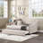Upholstered Daybed with Trundle, Twin Size Frame, Beige Velvet-724463100-724463096