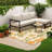 Spacious L-shaped Iron Patio Sofas, Beige Weather-resistant, Ideal For Gardens