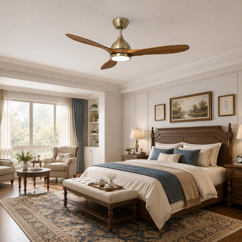 Ventilateur de plafond 52 po à flux d'air élevé avec lumière - moteur à courant continu silencieux, mémoire 3CCT à DEL, 6 vitesses réversibles de 6 500 pi³ / min