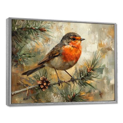 Oiseau Robin dans l'auvent II - art mural oiseau