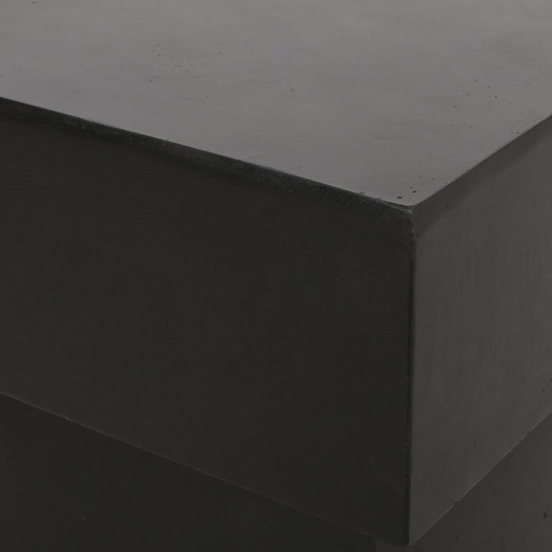 Black Side Table With Lightweight Concrete, No Assembly Required, Pedestal Shape - 13.47In Width X 18.72In Tall, Modern, Magnesium Oxide Concrete Table, Black, Form, Assembly, Modern Style 13.47W