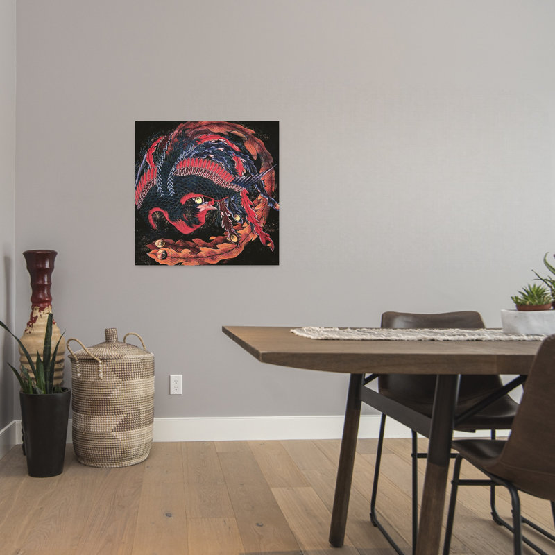 Phoenix Classic Contemporary Bird Wildlife Wall Art Print by Katsushika Hokusai - Wrapped Canvas Print, 60.96cm H x 60.96cm W