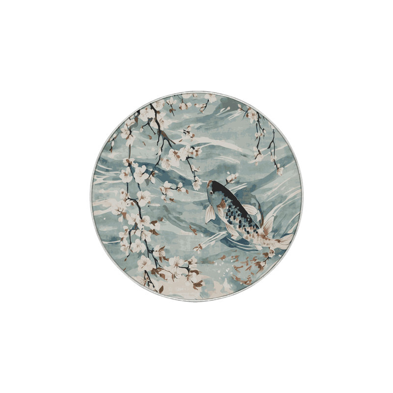 Machine Washable Green Area Rug, Round 8'