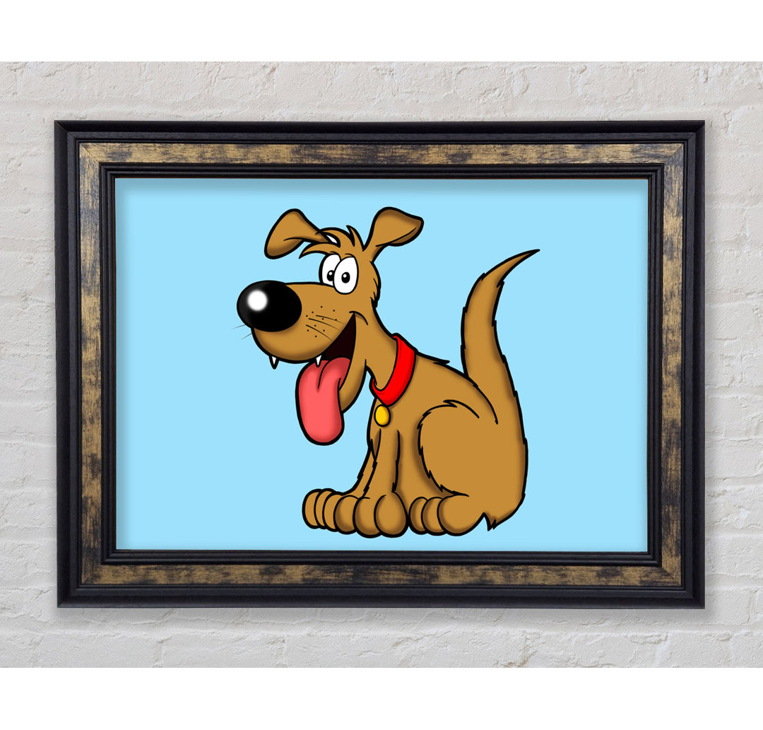 Happy Dog Cartoon With Tongue Out Baby Blue - Einzelner Bilderrahmen Kunstdrucke