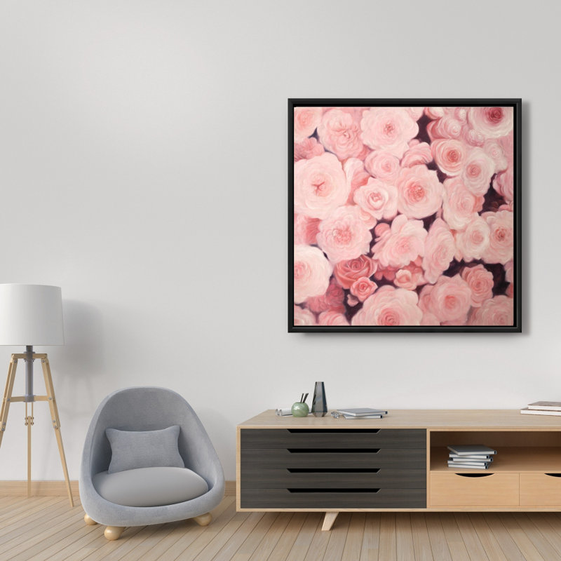 "Champ de fleurs roses" sur toile