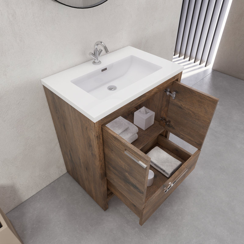 Ensemble de meuble-lavabo simple 29,6 po Eden, Brun foncé