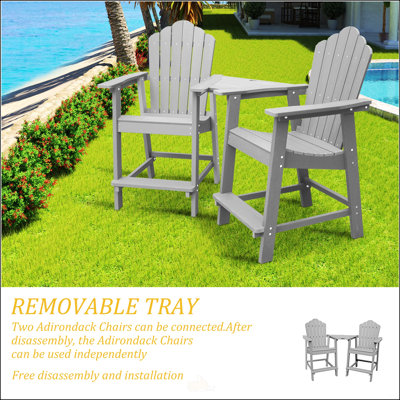 Plateau de connexion pour ensemble de chaises Adirondack, Polywood écologique, résistant aux intempéries, facile à assembler, avec trou pour parasol