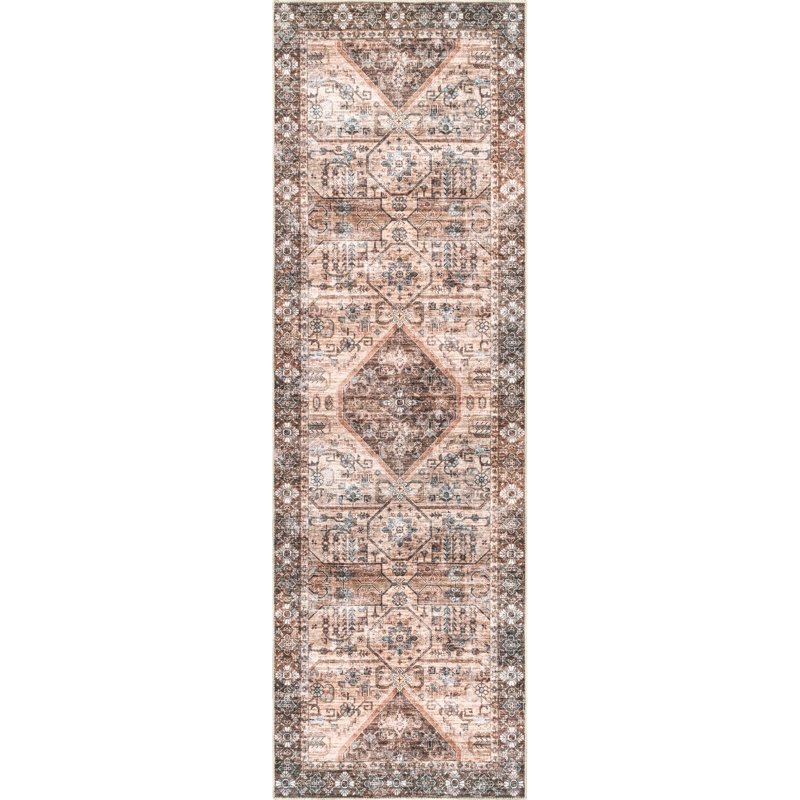 Tapis lavable à la machine Ecker Medallion, Tapis de couloir 2 pi 6 po x 8 pi