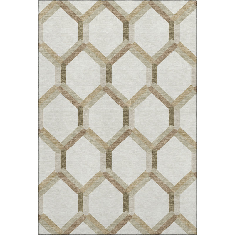Tapis en treillis Mayfield AMF2343 lavable à la machine de qualité supérieure, 3 pi x 5 pi, Ivoire ivoire