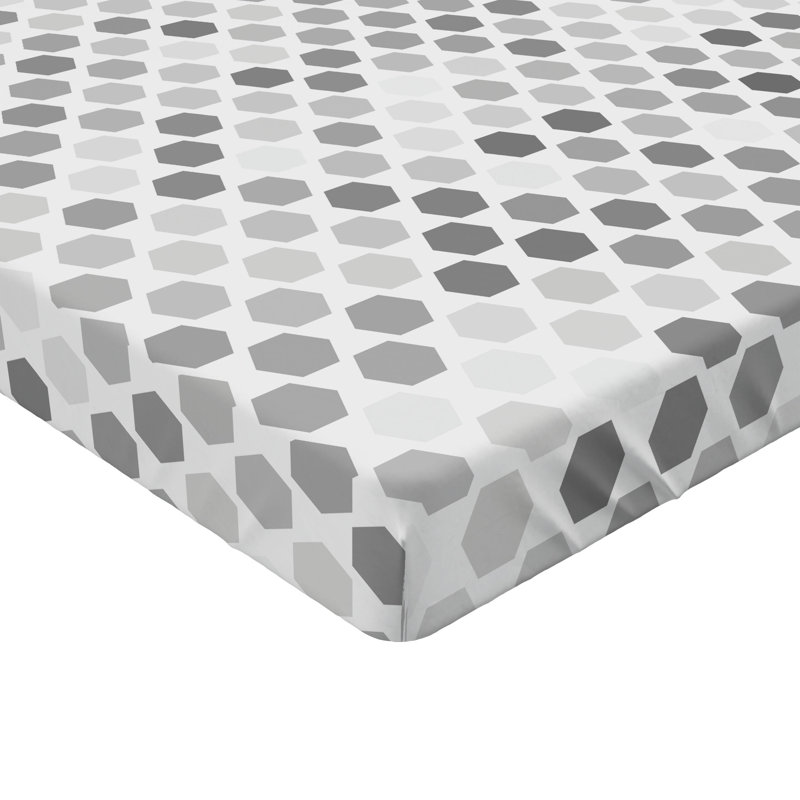 Ambesonne Geometric Fitted Sheet 2-Pack Zig Zag Hexagon White, California King Fitted Sheet
