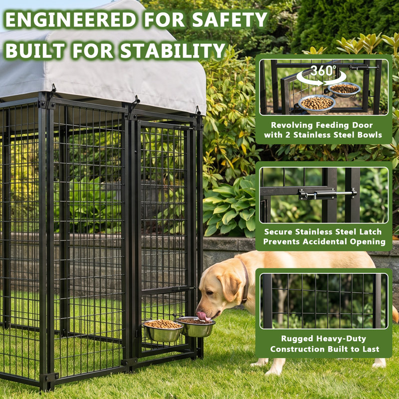 72.1 " H Metal Exercise Pen with Pet Door, 72.1'' H X 50.4'' W X 93'' D