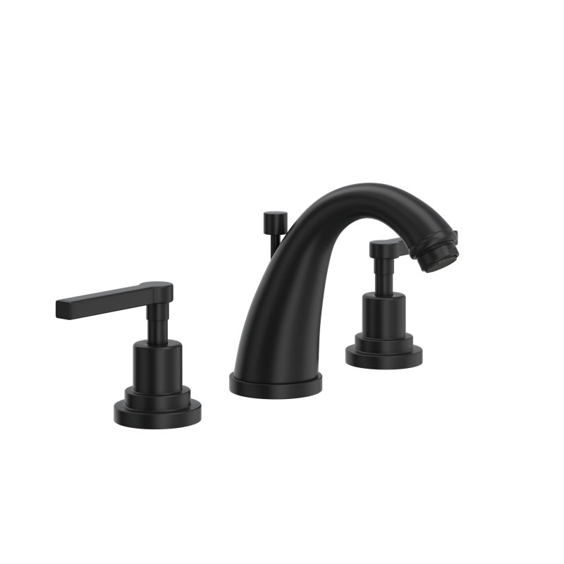 Lombardia Widespread Lavatory Faucet With C-Spout, Matte Black, Lever Handle