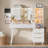 Fluted Makeup Vanity Desk With Mirror And Lights,Sliding Storage Wall-Mounted Jewelry